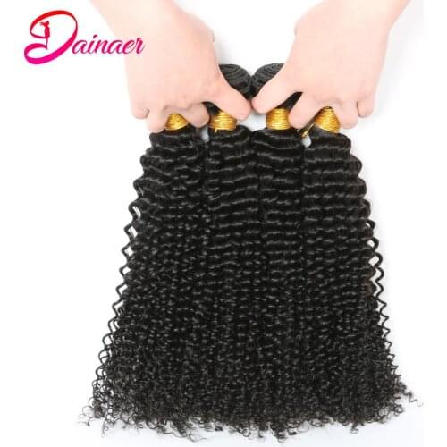 Afro Kinky Curly 1/3/4 Pcs Natural Black 8- 30Inches Can Be Dyed Indian Virgin Human Hair Extensions Free Shipping Dainaer Hair
