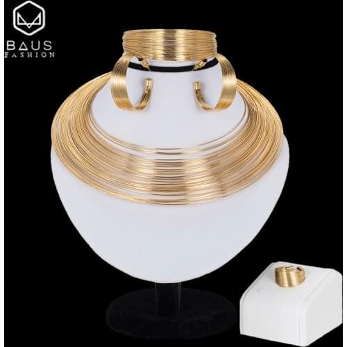 BAUS Dubai jewelry sets Fashion Gold color Nigerian wedding african beads jewelry set ethiopian bridal jewelry sets Wholesale