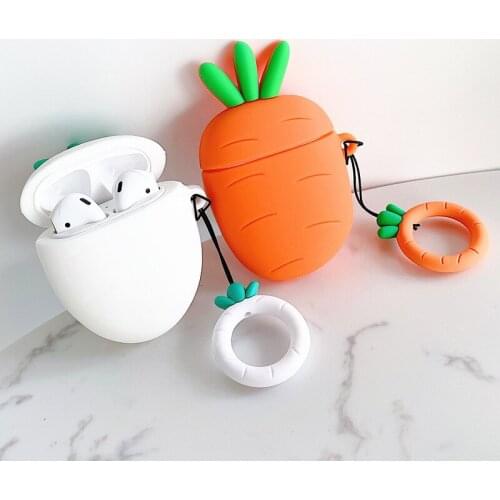 DHL Free 50pcs Cartoon Carrot Bluetooth Earphone Case For Apple AirPods Silicone Headphones Cases For Airpods 2 Protective Cover