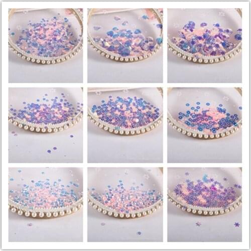 Popular gold light transparent pink series Flat Round shell Glitter Paillettes For DIY Nail Art Sewing Material Lentejuelas