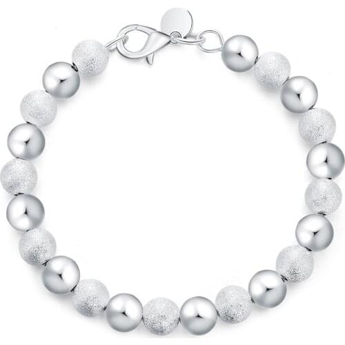 Free shipping hot 925 silver boutique hand jewelry 10mm frosted beads bracelet S026