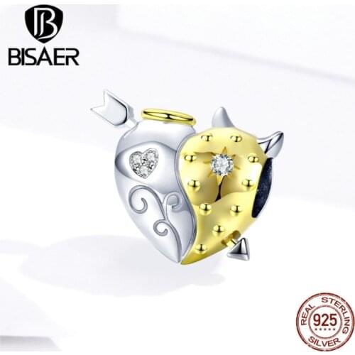 Heart Beads Hot Sale 925 Sterling Silver Angel & Devil Beads Lucky Guardian Charms fit Bracelets Silver 925 Original Jewelry