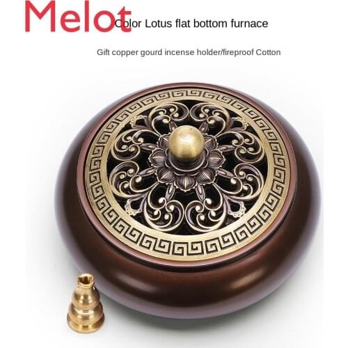 Pure Copper Incense Burner Household Indoor Sandalwood Stove Incense Burner for Buddha Worship Antique Incense Coil Burner
