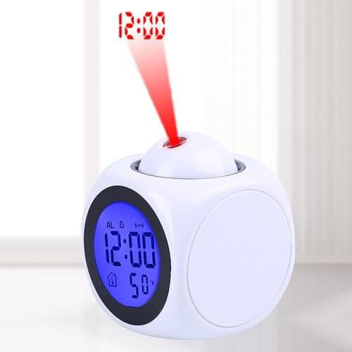 Multifunctional Clock Digital LCD Projector Alarm Clock Voice Control LED Display Time Home Bedroom Dining Table Decoration