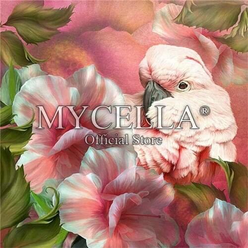 Flowers 5D Diy Diamond Painting Cross Stitch Diamond Embroidery Parrot Full Round Drill Diamond Mosaic Pasted Needlework Crafts