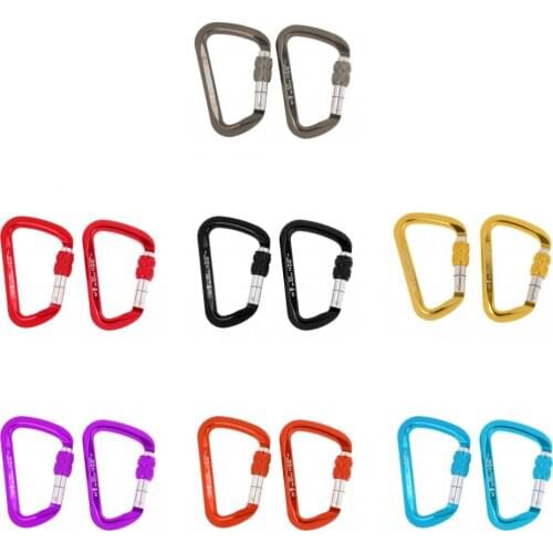 2Pcs 30KN Screw Locking D Shape Aluminum Carabiner Mountaineering Climbing Equip