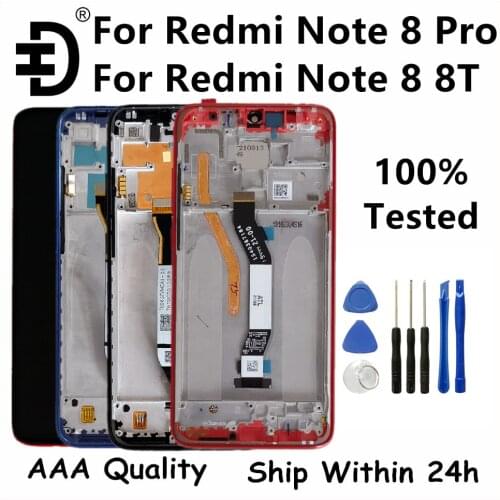 Original For Xiaomi Redmi Note 8 8T LCD Frame LCD Display Touch Screen Digitizer For Redmi Note 8 PRO LCD Screen Replacement