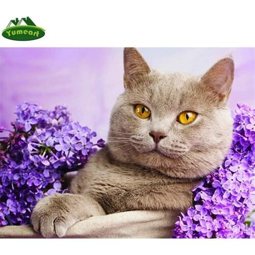 DIY Diamond Painting by Number Cat Full Square Drill Wall Sticker Rhinestone Diamond Embroidery Animal Handmade Home Decoration