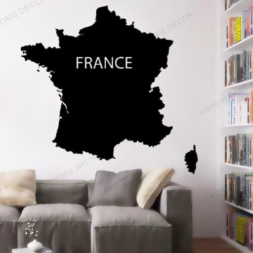 Removable Vinyl Sticker Mural Decal Art World Map Travel City Skyline Silhouette France Vacation Planet Earth Geographie rb-43
