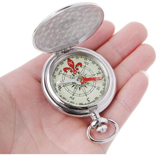 Pocket Watch Flip Compass Portable Hiking Navigation Compass Luminous In The Dark Navigation Car Compass Keychain 69HB