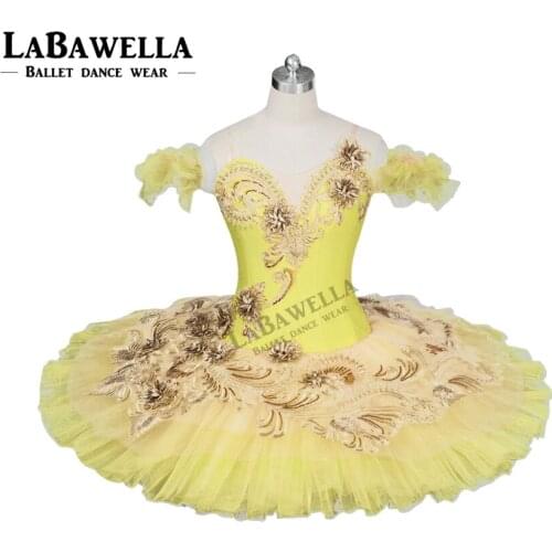 Performance Classical Ballet Costume For girl Adult Canary Fairy Professional Ballet Tutu Yellow Gold Platter Plate SkirtBT9024