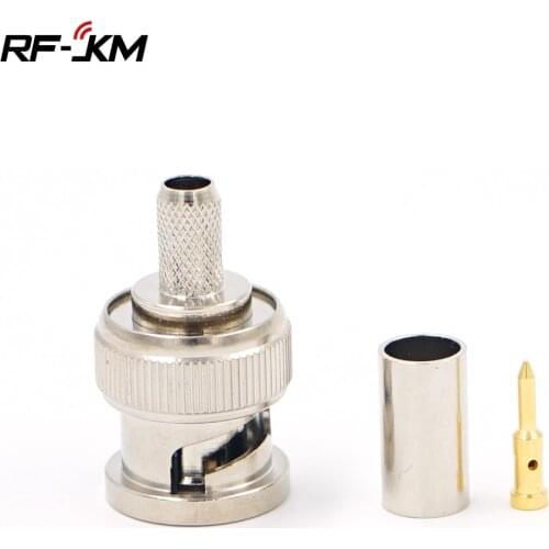 10PCS Bnc Connector Crimp On BNC Male RG58 RG142 LMR195 Coax Coaxial Connector Adapter BNC Male 3-Piece Crimp