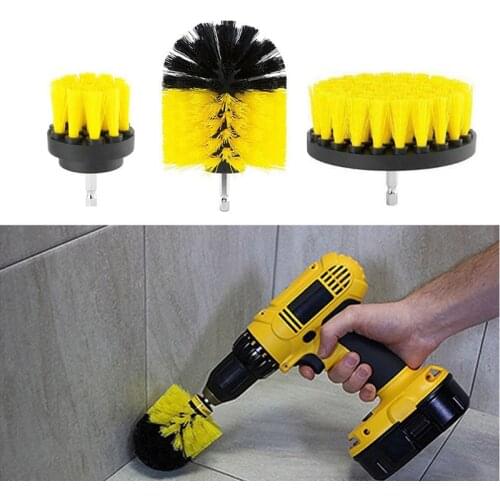 1 Set/3 PCS Electric Drill Brush Kit Plastic Round Cleaning Brush For Carpet Glass Car Tires Nylon Brushes Scrubber Drill