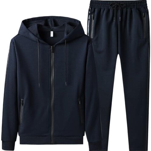 Two Piece Mens Set Tracksuit Men Cardigan Hoodies+Sweatpants Winter Fashion Warm Hooded Sweatshirt Joggers Sports Suit Clothing