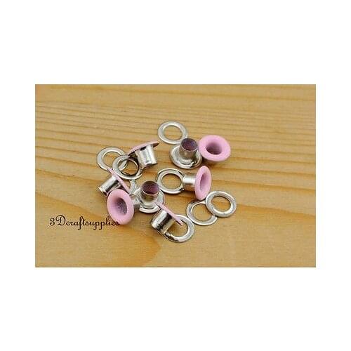 Eyelets metal with washer grommets pink round 100 sets 4 mm AC72F
