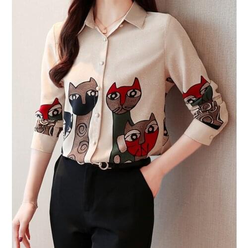 Fashion Women blouses printing shirts chiffon Blouse 2020 spring Autumn Long Sleeve blouses Tops Clothes Blusas Mujer