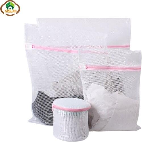 Msjo Foldable Underwear Wash Bags Clothes Laundry Bag Washing Machine Zippered Socks Protect Mesh Organizer 3 Size