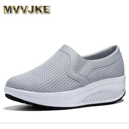 MVVJKE Spring summer Women Shoes Casual Flat platform shoes slip on sneakers mesh breathable comfort ladies walking shoes loafer