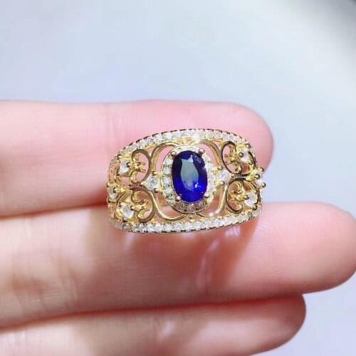 Natural Sapphire S925 Sterling Silver A Series of Rings Fine Fashion Charming Wedding Jewelry for Women MeibaPJFS