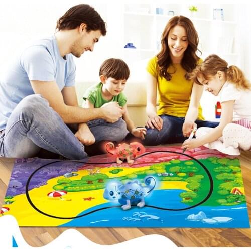 New Inductive Chameleon Toy Change Sound and Body Color According to Environment Follow Draw Black Line Track Magic Pen Dinosaur