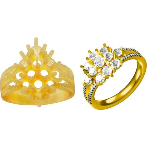 Wholesale Wax 3D Model Castable Resin Printing Services for Accuracy CAD Files Jewelry Ring with Stones