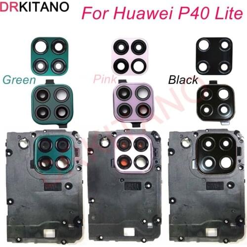 For Huawei P40 Lite Rear Back Camera Lens Glass with Bezel Frame Holder For Huawei P40 Lite Camera Lens Glass Replacement Parts