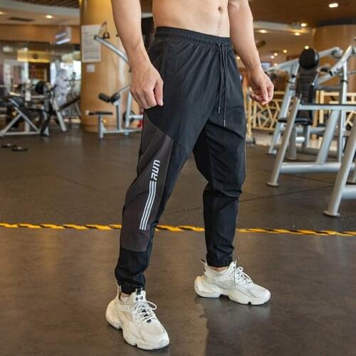 Autumn Men Running Pants Gym elastic Work Bodybuilding zipper Pockets Trousers Sports Jogging Breathable Training Man sweatpants
