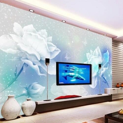 Custom Mural Wallpaper Modern 3D Fantasy Lotus Flower Wall Painting Living Room TV Sofa Bedroom Home Decor Self-Adhesive Sticker