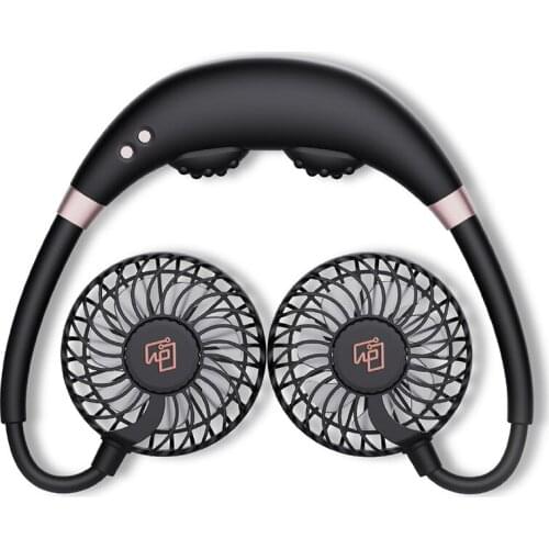 Massage Neckband Fan Portable Summer Mini USB Charging Fan Outdoor Hands-Free Rechargeable sport LED Cooling Fan With Aramis