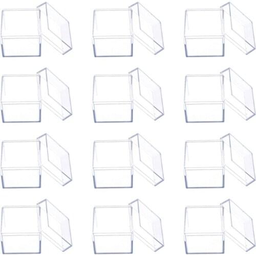 12pcs Clear Acrylic Square Cube Candy Box Treat Gift Boxes Containers for Wedding Party Baby Shower Favors Packaging Case