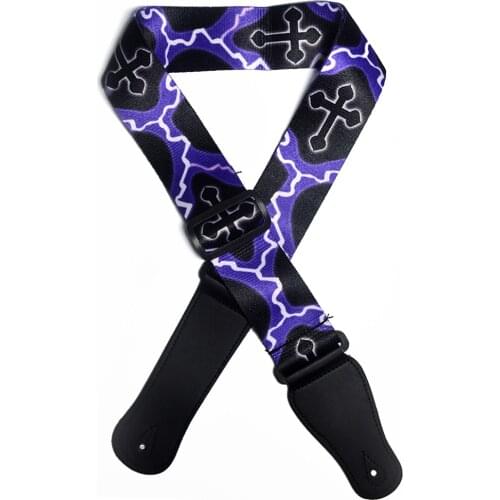Guitar Strap Adjustable Strap Christian Cross Design for Acoustic Electric Guitar and Bass