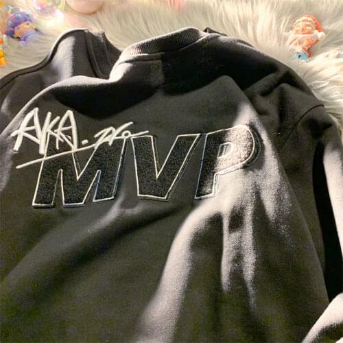 Dark Goth Hip Hop Letters Embroidery Sweatshirt Long Sleeve Pullovers Clothes for Teens 2021 New Korean Fashion Harajuku Tops