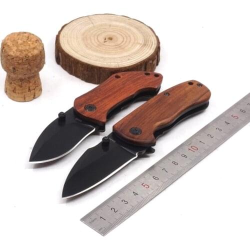 Outdoor Tactical Pocket Knife Folding Knife Hunting Camping Hiking Survival Knives Wood Handle EDC Tools