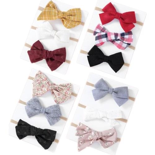 Baby Headband Set Girl Headbands Bow Children Cotton Hairband Toddler Nylon Thin Head Band Newborn Non-Woven Fabric Bandage