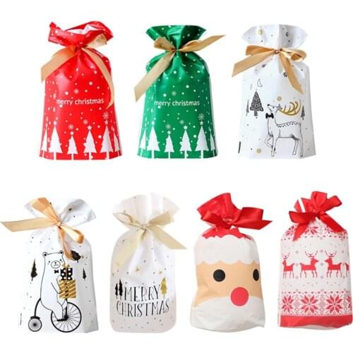 1/5pcs Santa Gift Bag Candy Bag Snowflake Crisp Bag Drawstring Bag Merry Christmas Decorations for Home New Year 2021 Presents