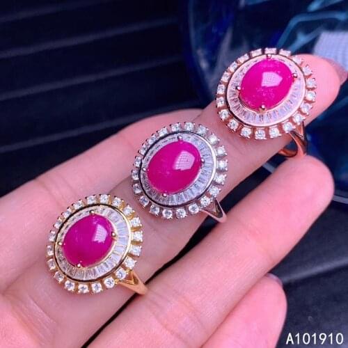 KJJEAXCMY boutique jewelry 925 sterling silver inlaid natural ruby gemstone female ring support detection trendy