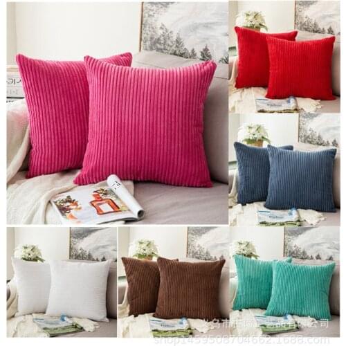 1PC Soft Cushion Covers Pink Corduroy Pillowcases for Sofa Bed Home Decorative Corn Stripe Throw Pillow Case 45x45 cm for Couch