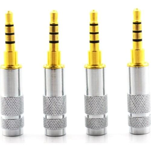 High Quality 10pcs 24K Gold plated Stereo 3.5mm 4 Pole Repair Headphone Jack Plug Cable Audio