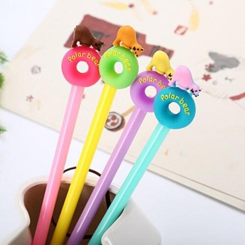 160pcs Cartoon Polar Bear Donuts Gel Pen Cute Animal Kawaii Korean Pens for School Students Kids Stationery Gift Free Shipping
