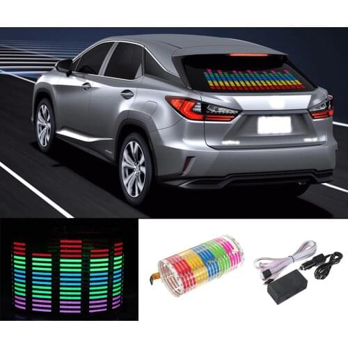 90x25cm Car RGB LED Music Rhythm Flash Light Sound Activated Sensor Equalizer Rear Windshield Sticker Styling Neon Lamp