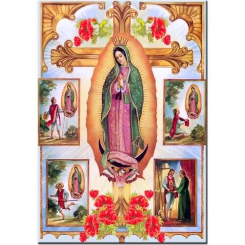 Full Square Round Mexico Guadalupe Virgin Mary Embroidery Green Light DIY Diamond Painting Cross Stitch Lady Religion F13