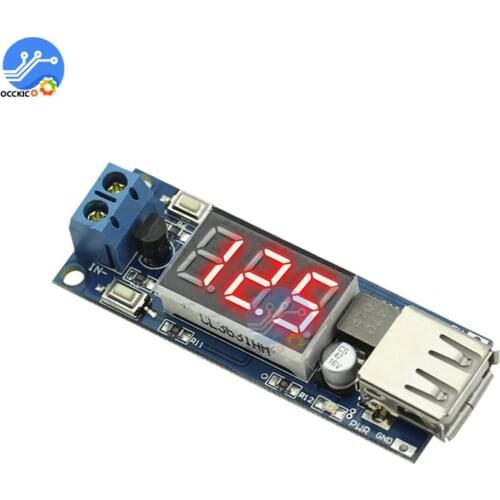 Automatic Protection! DC 4.5-40V To 5V 2A USB Charger LED Step-down Buck Converter Voltmeter Module Low Power 89% efficiency