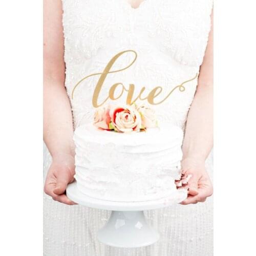 Golden Love cake toppers paper cards banner for Cupcake Wrapper Baking Cup wedding birthday tea party decoration