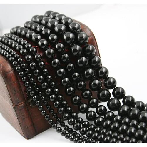 AAA+Black Onyx Agat Chalcedony DIY Handmade Natural Stone Beads For Jewelry Making Round Shape 3/4/6/8/10mm Strand 15
