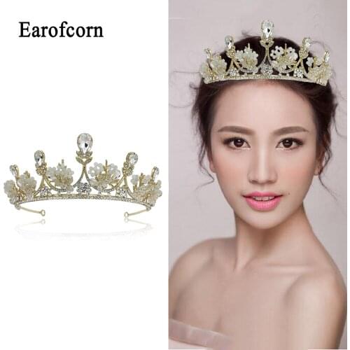 Earofcorn Headhand European Crystal Atmosphere Queen Crown Bride Tiara Wedding Dress Birthday Dress Accessories