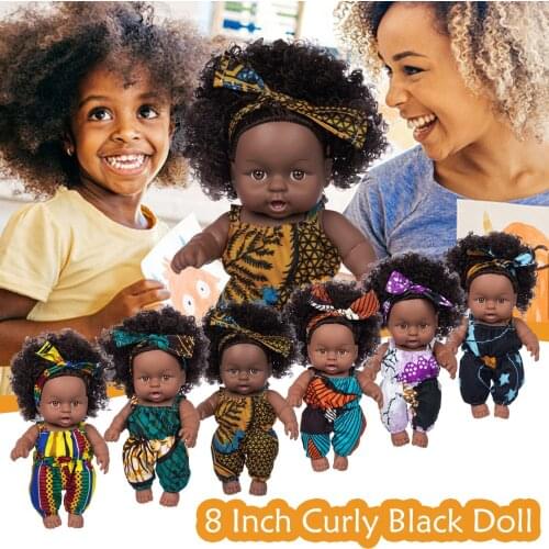 1Pcs Anime Figure Black African Black Baby Cute Curly Black 8-Inch Vinyl Baby Toy Ornaments Action Figure Figet Toys Gifts