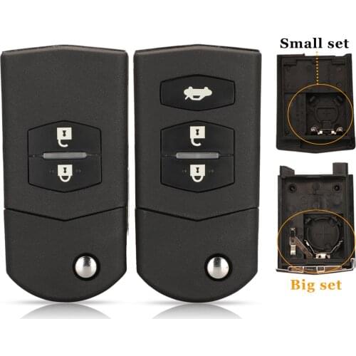 Kutery 2/3 Buttons Folding Flip Remote Car Key Shell Case For Mazda 3 5 6 RX8 MX5 Uncut Blade Small/Big Set