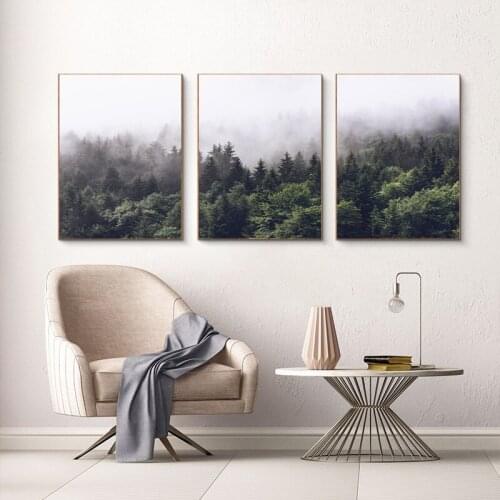 Nature Landscape Canvas Painting Nordic Style Poster Wall Art Pictures for Living Room Decor Forest Lake Posters and Prints