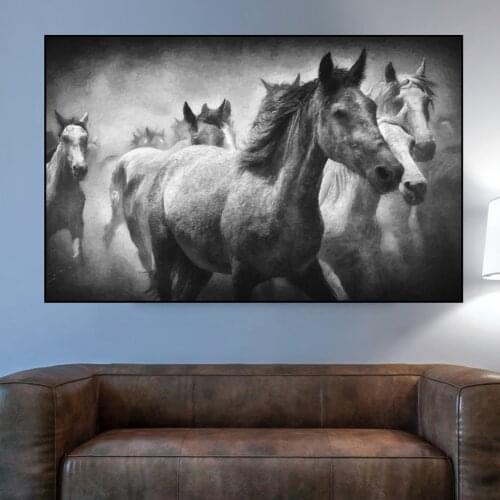 Black White Horse Canvas Paintings Africa Wildlife Animals Posters Prints Horse Lover Wall Pictures Living Room Home Decoration