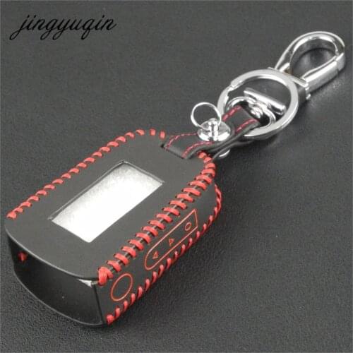 Jingyuqin Hand-Made Leather Case for Starline A92 A94 V62 A62 A64 LCD Keychain Remote Two Way Car Alarm System Key Cover